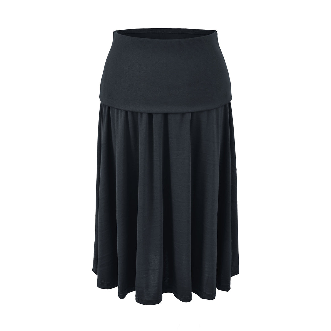 Damen Langer Jersey-Maxirock mit breitem Umschlagbund und weich fallenden Falten Shop Nory