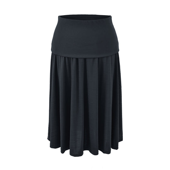 Damen Langer Jersey-Maxirock mit breitem Umschlagbund und weich fallenden Falten Shop Nory