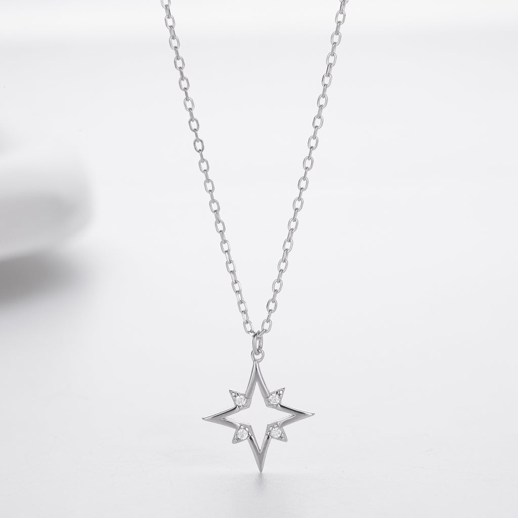 Damen Halskette mit funkelndem Sternenanhänger aus hochwertigem 925 Sterling Silber Shop Nory