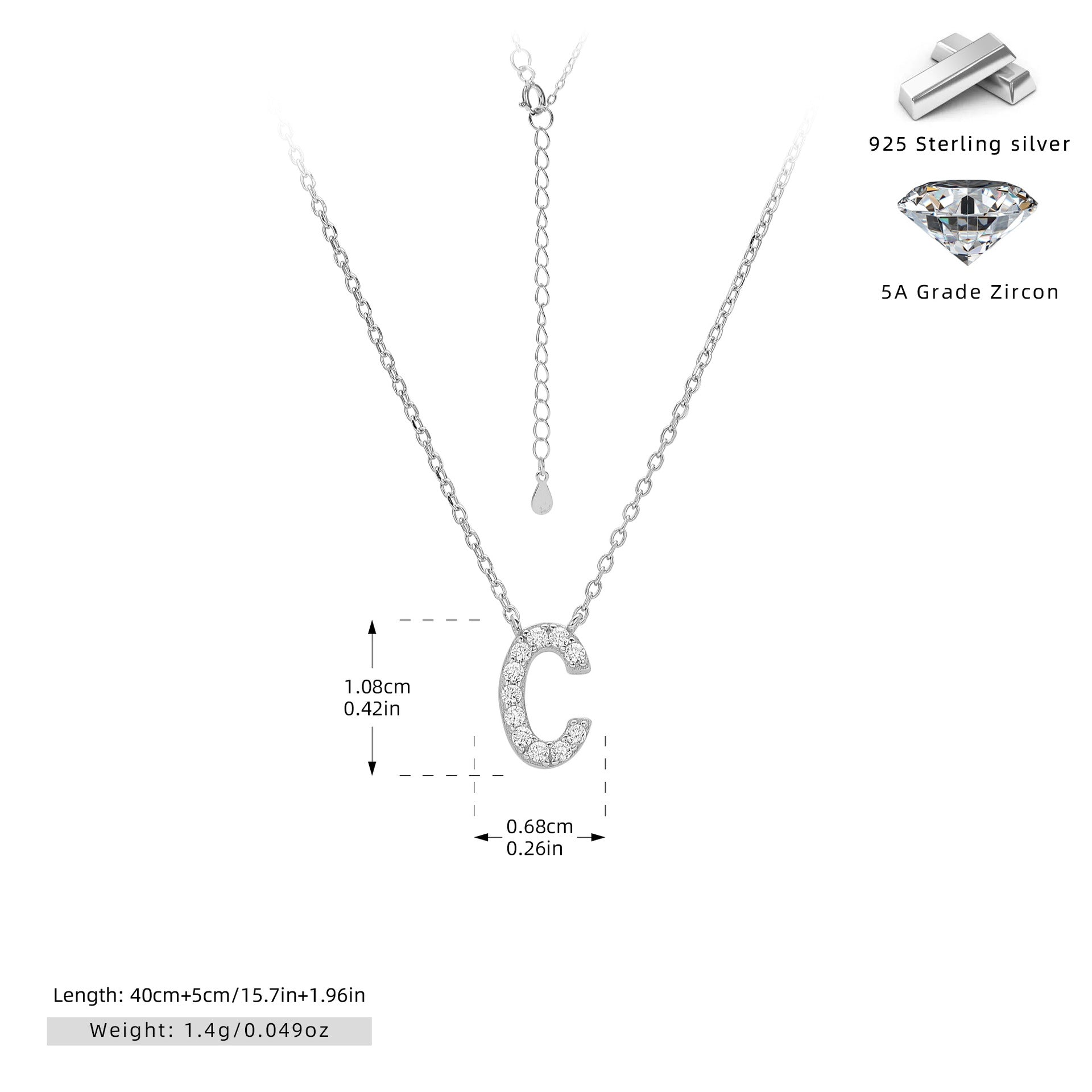 Damen Halskette mit Z-Anhänger und funkelnden Zirkonia Shop Nory