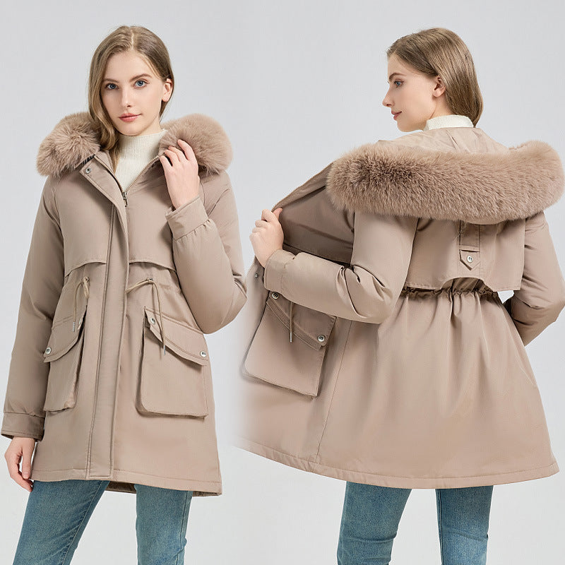 Damen nan taillierter Thermo-Parka mit abnehmbarer Kunstpelzkapuze, weichem Teddyfutter und verstellbarem Tunnelzug Shop Nory