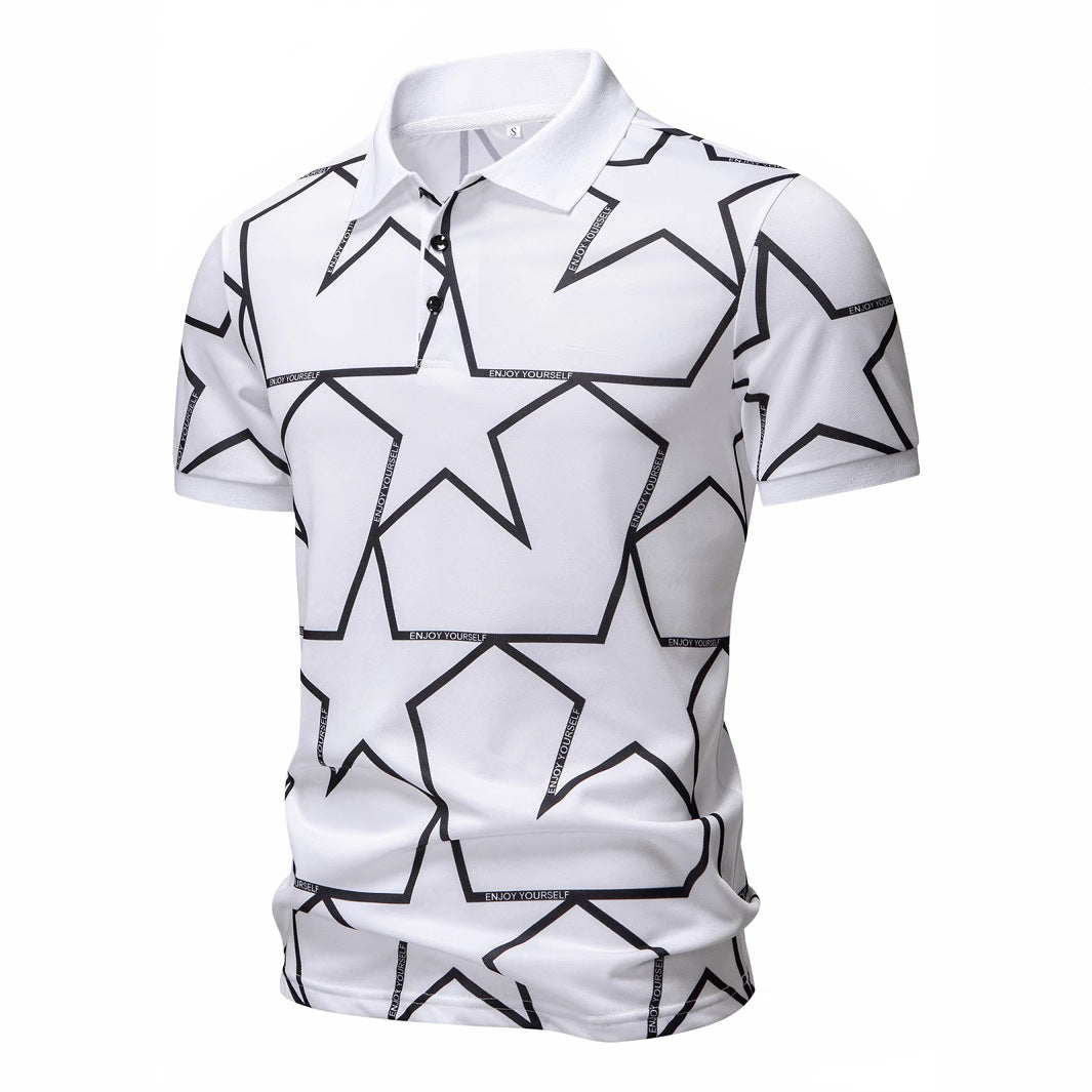 Herren Poloshirt mit modernem Sternen-Design und atmungsaktiven Materialien
