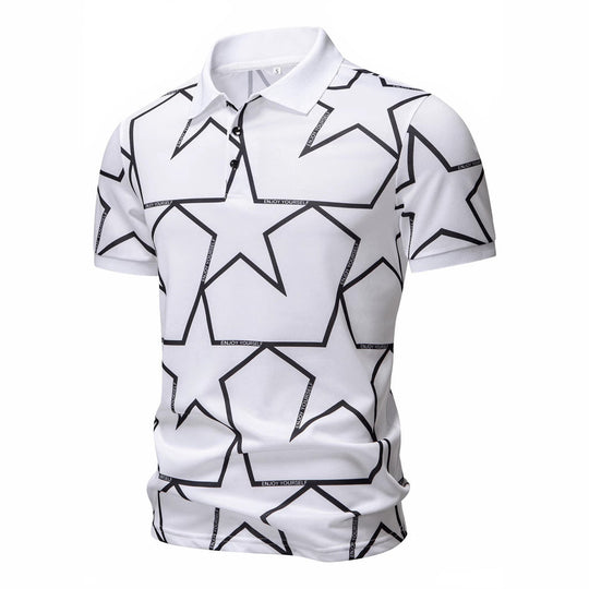 Herren Poloshirt mit modernem Sternen-Design und atmungsaktiven Materialien