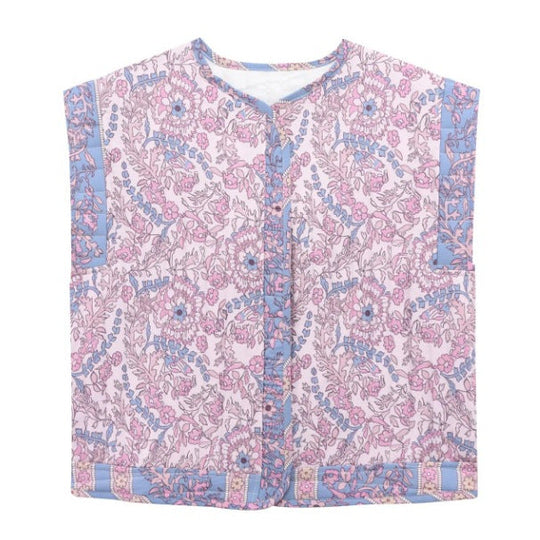 Damen Gesteppte Weste mit Floralem Design und Praktischen Taschen