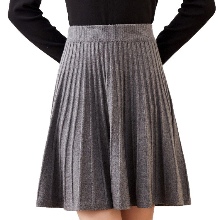 Damen Plissierter Wollrock mit elastischem Bund Shop Nory