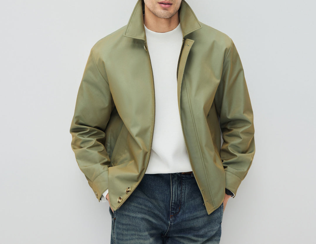Herren Kurzjacke im modernen Harrington‑Stil mit Stehkragen und verdecktem Reißverschluss Shop Nory