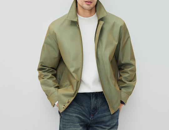 Herren Kurzjacke im modernen Harrington‑Stil mit Stehkragen und verdecktem Reißverschluss Shop Nory
