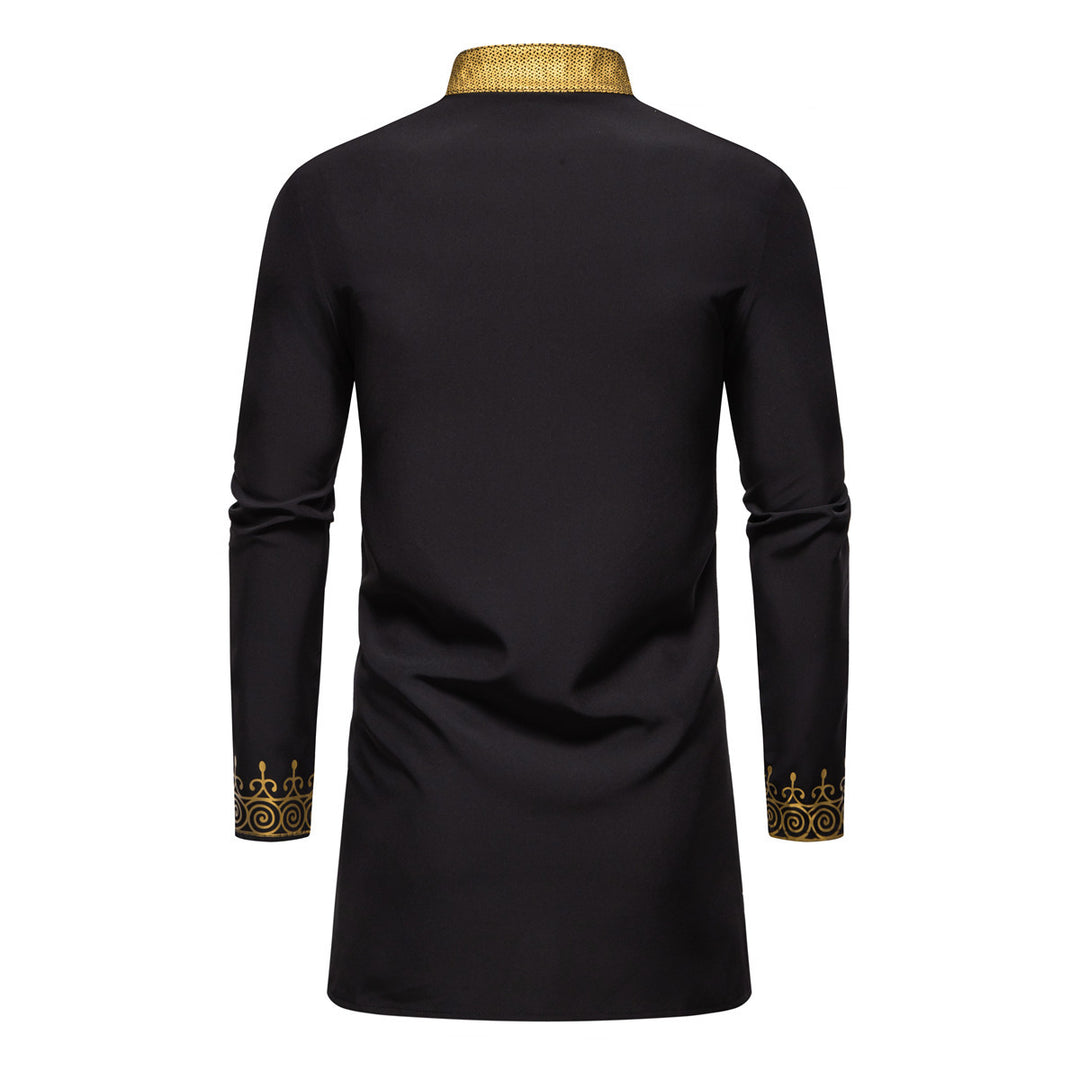 Herren Traditionelles Tunika-Set mit Mandarinkragen und goldverzierten Ornamenten Shop Nory