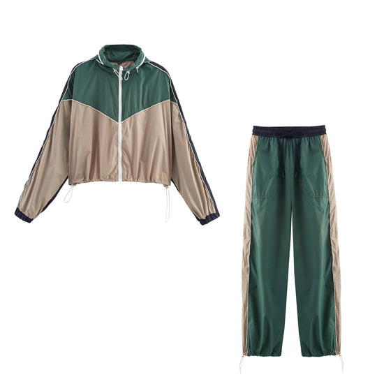 Damen Leichte Nylon-Trainingshose mit Kontrastseiten, Tunnelzug und verstellbarem Beinabschluss Shop Nory