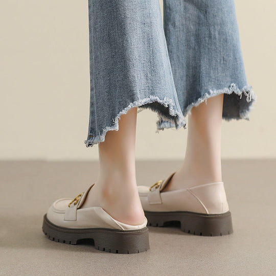 Damen Mokassin-Schuhe mit modischer Schnallenverzierung und robuster Sohle