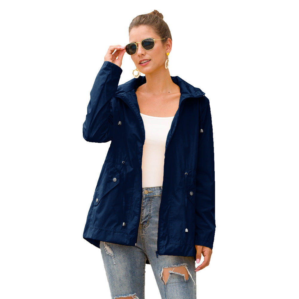 Damen leichte Übergangsjacke mit verstellbarem Taillenzug und praktischen Taschen