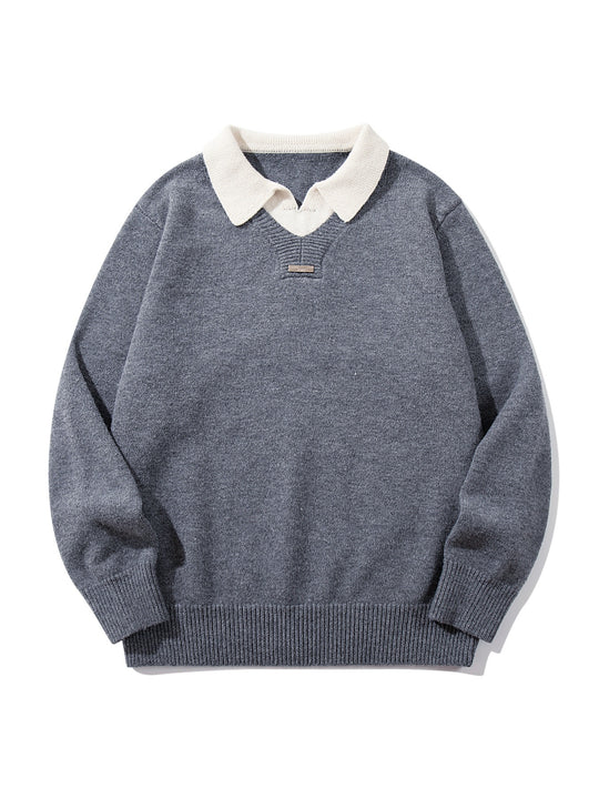 Herren Boxy-Strickpullover mit Polokragen und V‑Einsatz Shop Nory