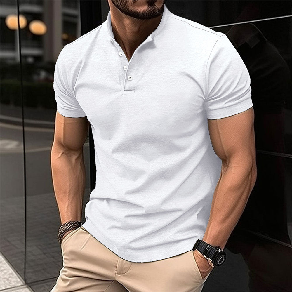 Herren Polohemd mit modernem Stehkragen und leichter Baumwollqualität