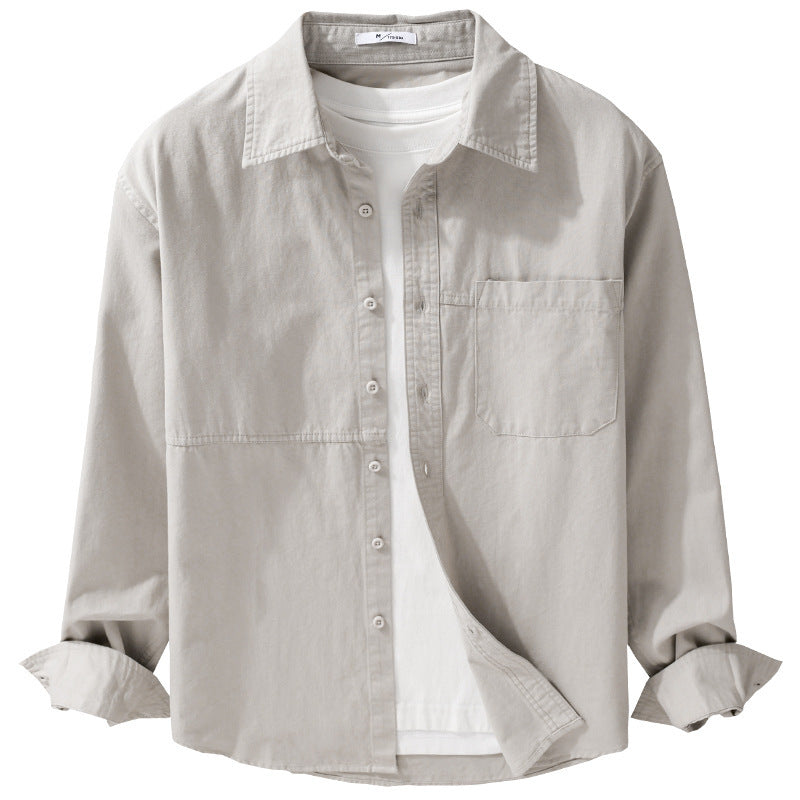 Herren Leichtes Hemdjacken-Overshirt aus gewaschenem Baumwoll-Twill mit Brusttasche Shop Nory