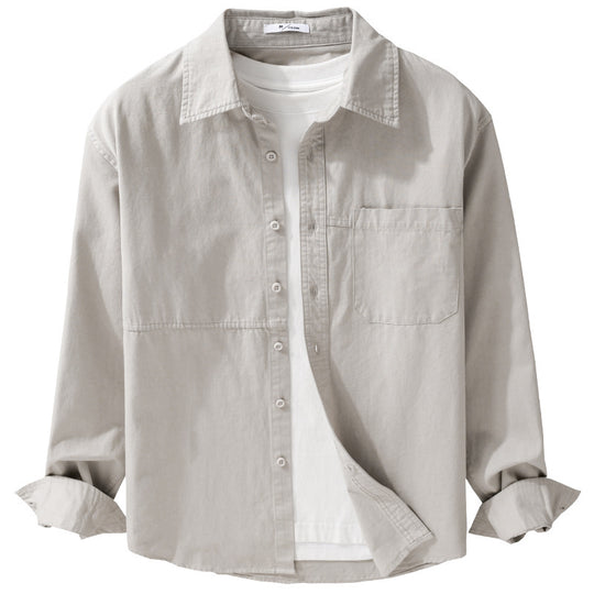 Herren Leichtes Hemdjacken-Overshirt aus gewaschenem Baumwoll-Twill mit Brusttasche Shop Nory