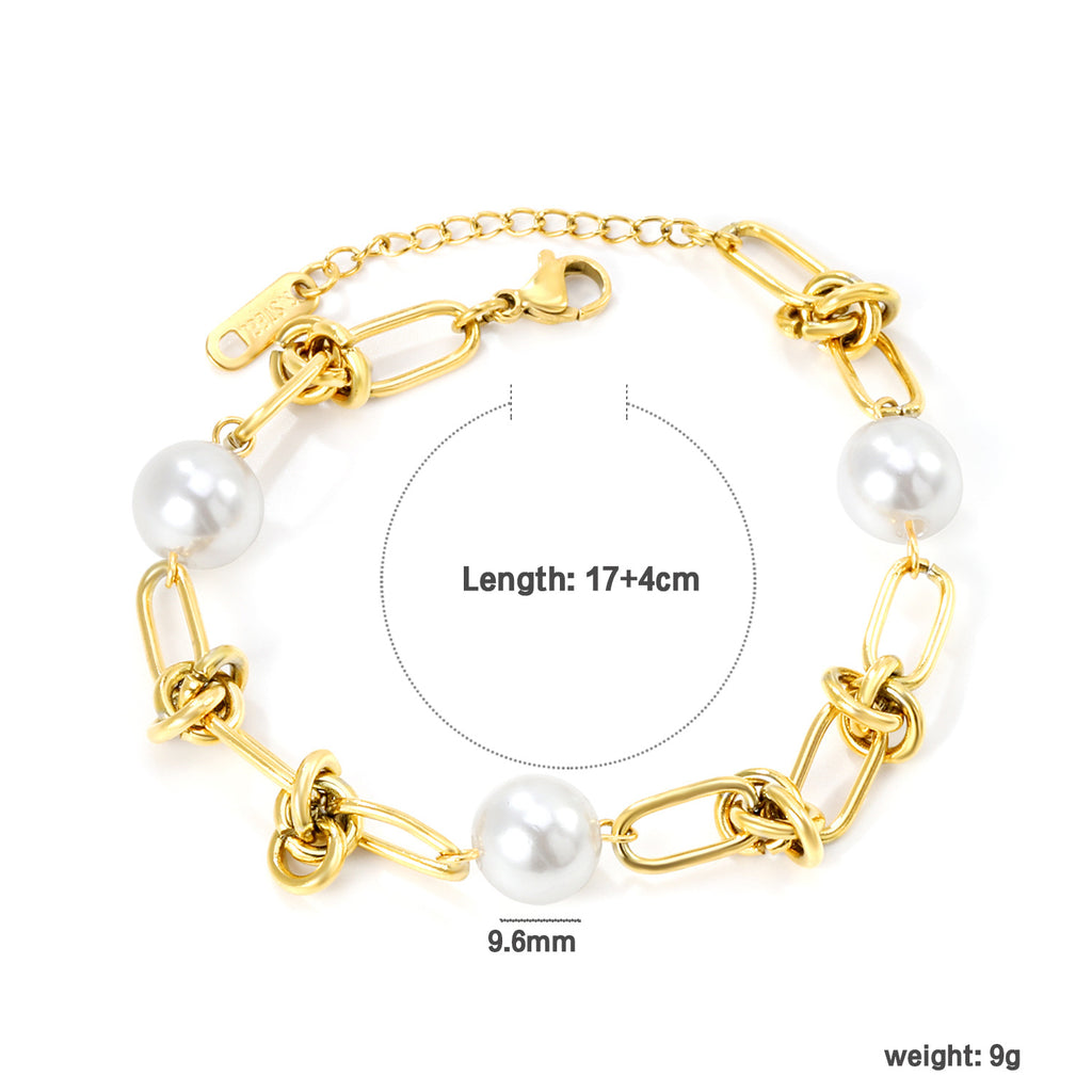Damen Armband mit dekorativen Perlen und eleganten Gliederdesign Shop Nory