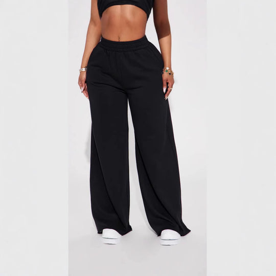 Damen nan weite High-Waist Loungehose mit elastischem Bund und praktischen Seitentaschen Shop Nory