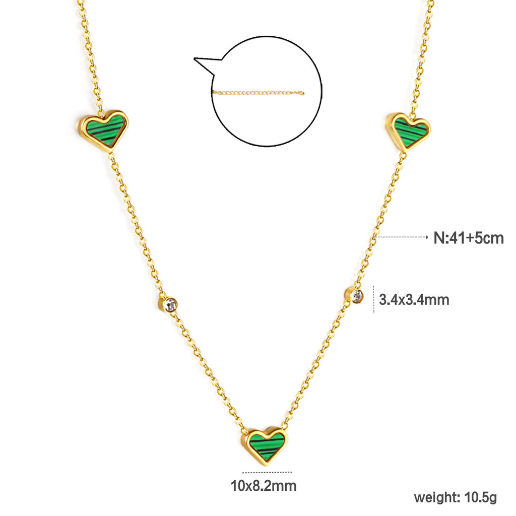 Damen Halskette mit herzförmigen Anhängern und funkelnden Strasssteinen Shop Nory