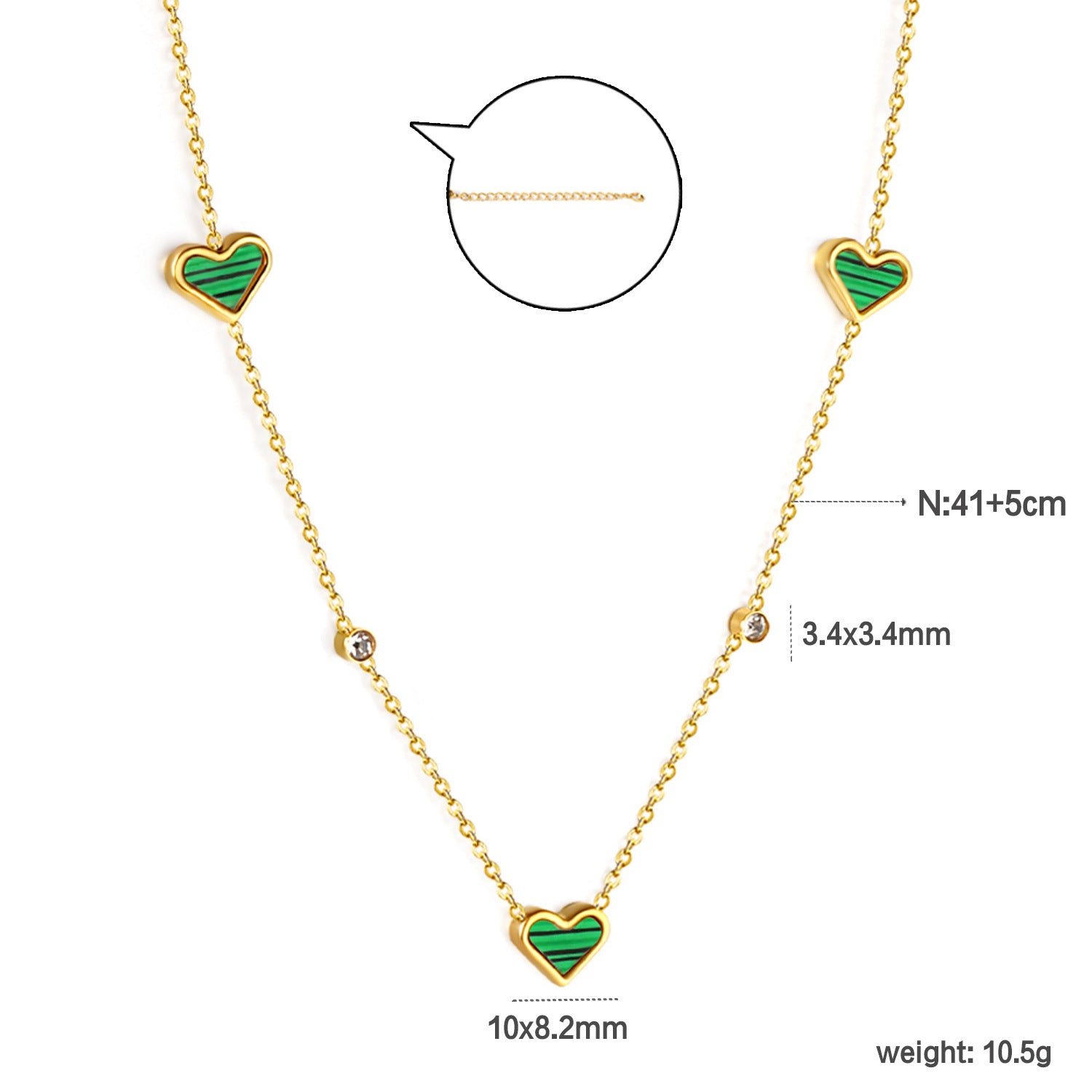 Damen Halskette mit herzförmigen Anhängern und funkelnden Strasssteinen Shop Nory