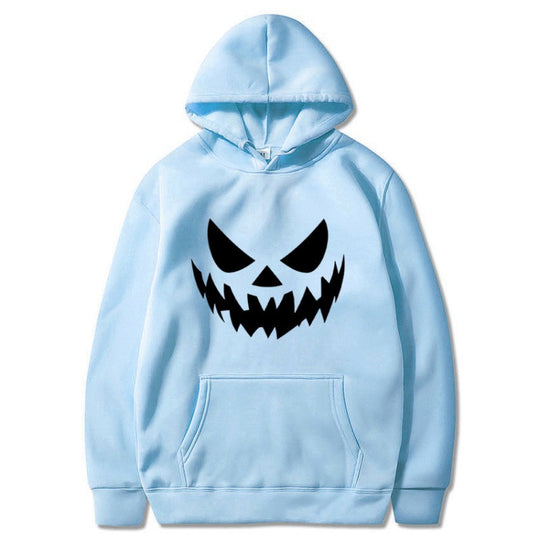 Unisex Kapuzenpullover mit gruseligem Kürbisgesicht-Print und Oversize Kängurutasche Shop Nory