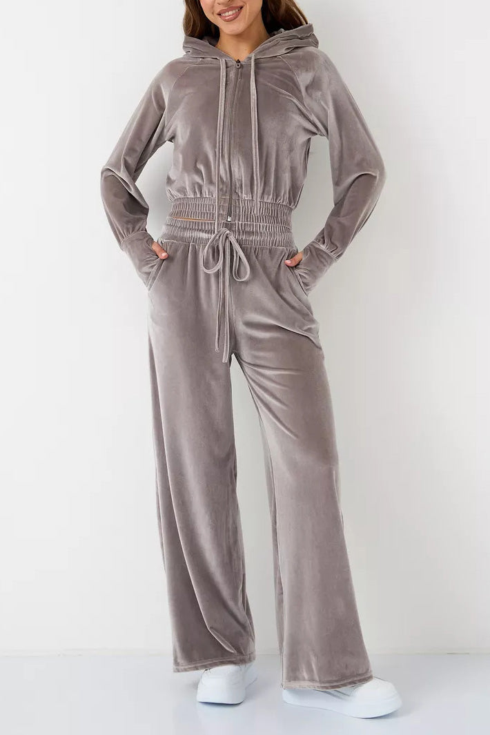 Minimalismus Fleece Kapuzenpullover und Jogginghose Zweiteiler Satz