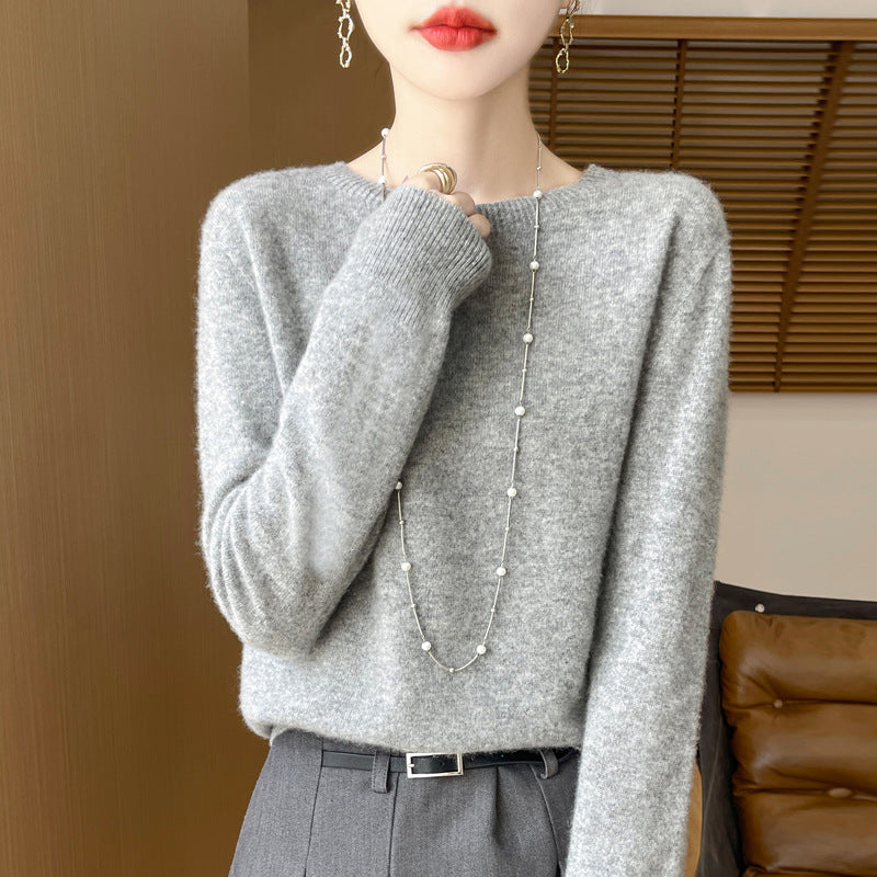 Damen Lockerer Feinstrick-Pullover mit Rundhalsausschnitt und flauschiger Angora-Optik Shop Nory