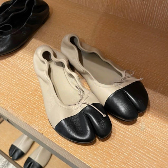 Damen Ballerinas mit abgerundetem Zehenbereich und schnürbarem Detail