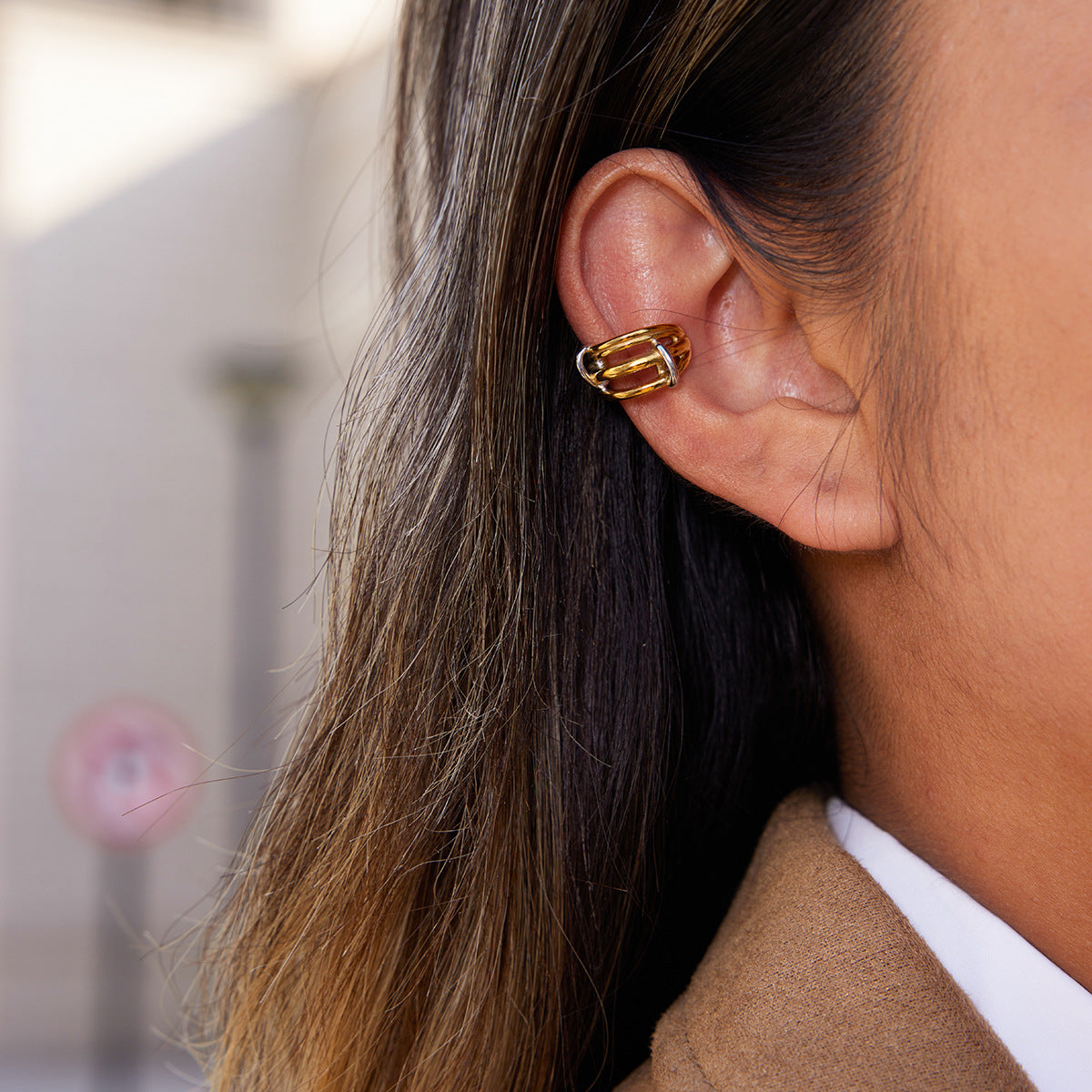 Damen Offene Ohrstecker mit elegantem Design aus hypoallergenem Edelstahl Shop Nory