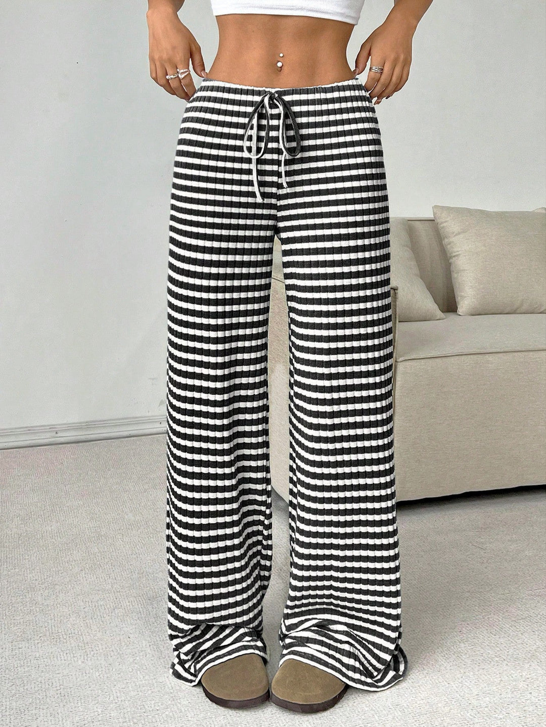 Damen luftige Komfort-Hose mit elastischem Bund und Taschen