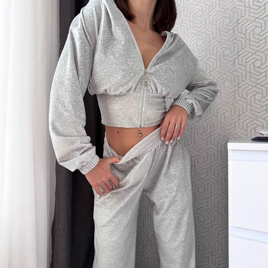 Damen Taillierte Cropped-Kapuzenjacke mit figurformendem Schlauchbund Shop Nory