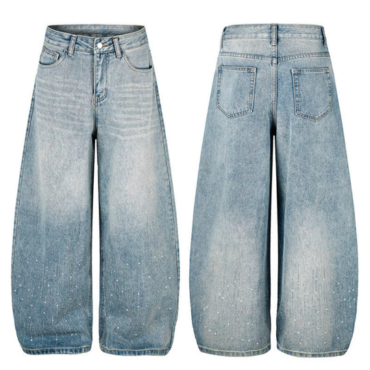 Damen Weite Balloon-Jeans mit hohem Bund und Sprenkel-Detail Shop Nory