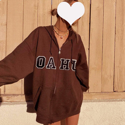 Damen nan extralanges College-Kapuzenzipper im Oversize-Schnitt mit Kängurutaschen Shop Nory