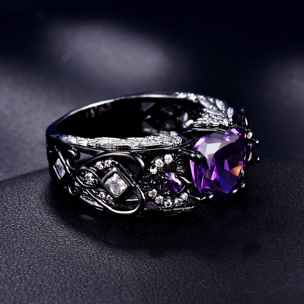 Damen Ring mit kunstvollem Blätter-Design und schimmerndem Amethyst Shop Nory