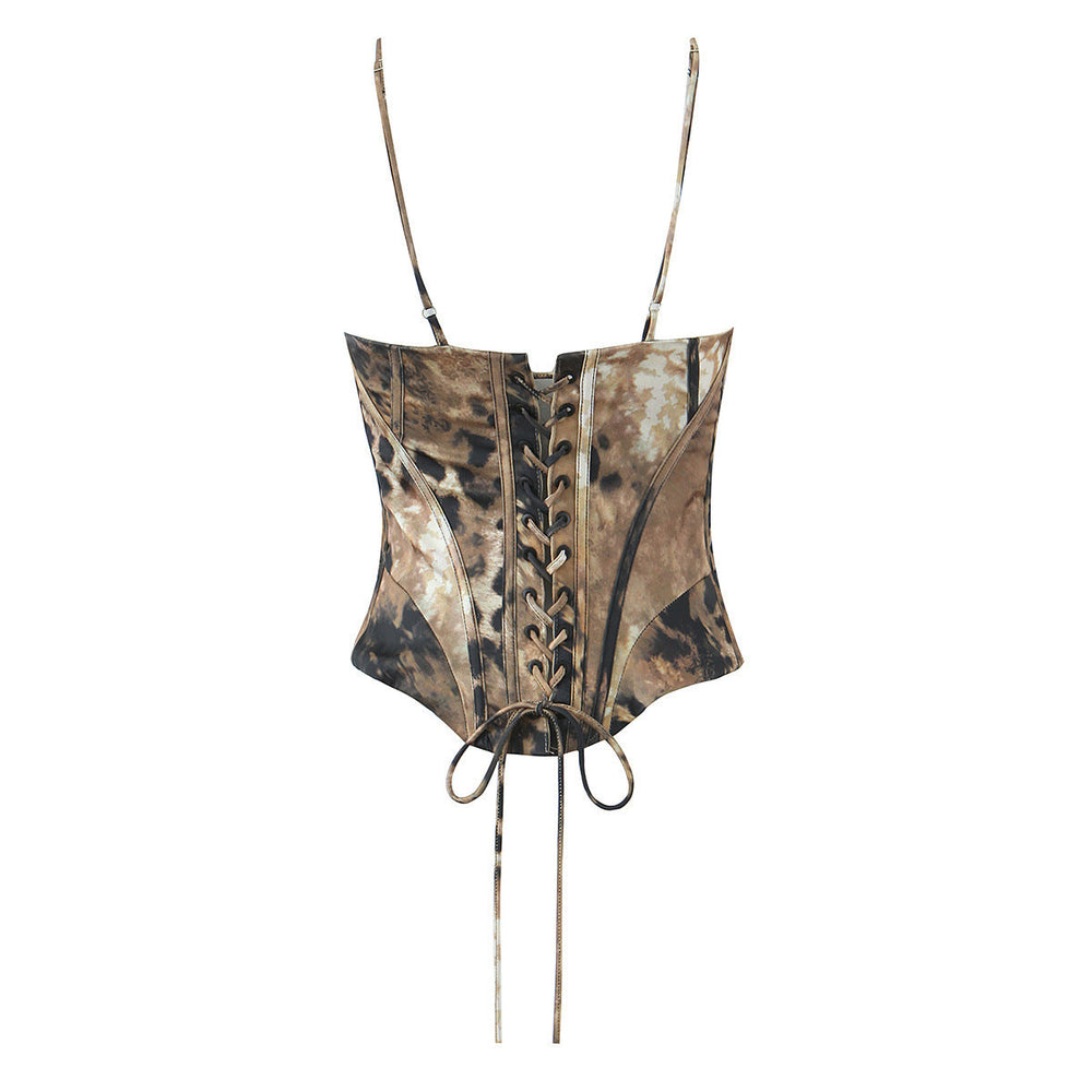 Damen Korsett Top mit verstellbaren Trägern und raffinierten Schnürungen Shopnory