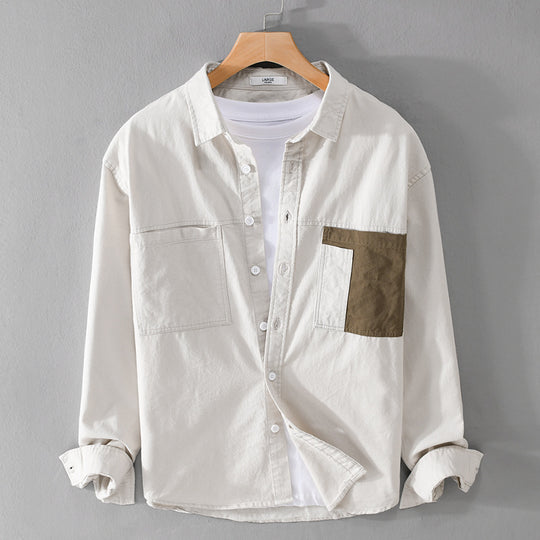 Herren Leichtes Baumwoll-Overshirt mit Kontrast-Brusttasche und Relaxed-Fit Shop Nory