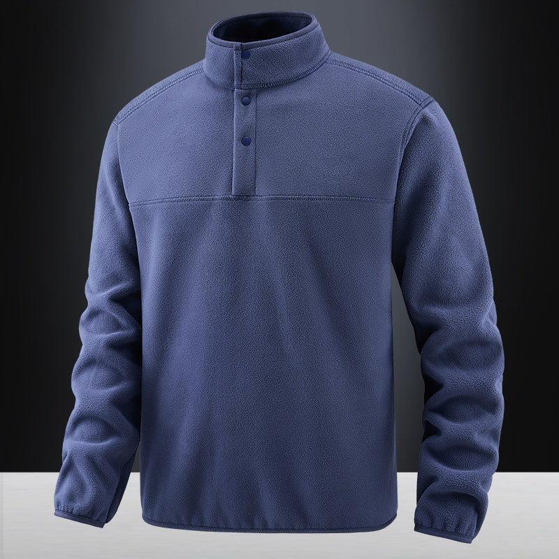 Herren Fleece-Pullover mit Stehkragen und Druckknopf-Leiste für wärmende Zwischenschicht Shop Nory