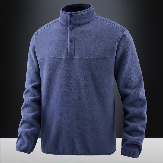 Herren Fleece-Pullover mit Stehkragen und Druckknopf-Leiste für wärmende Zwischenschicht Shop Nory