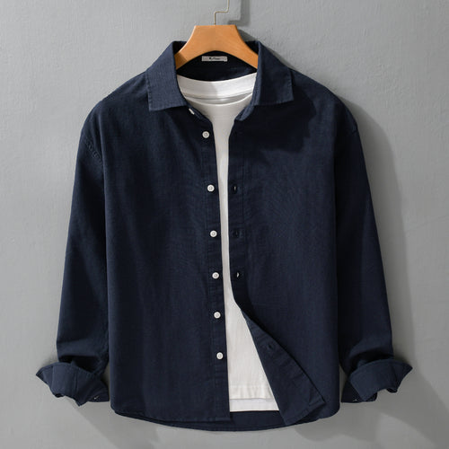 Herren Leichtes Leinen-Baumwoll-Overshirt mit Kentkragen, Relaxed‑Fit und durchgehender Knopfleiste Shop Nory
