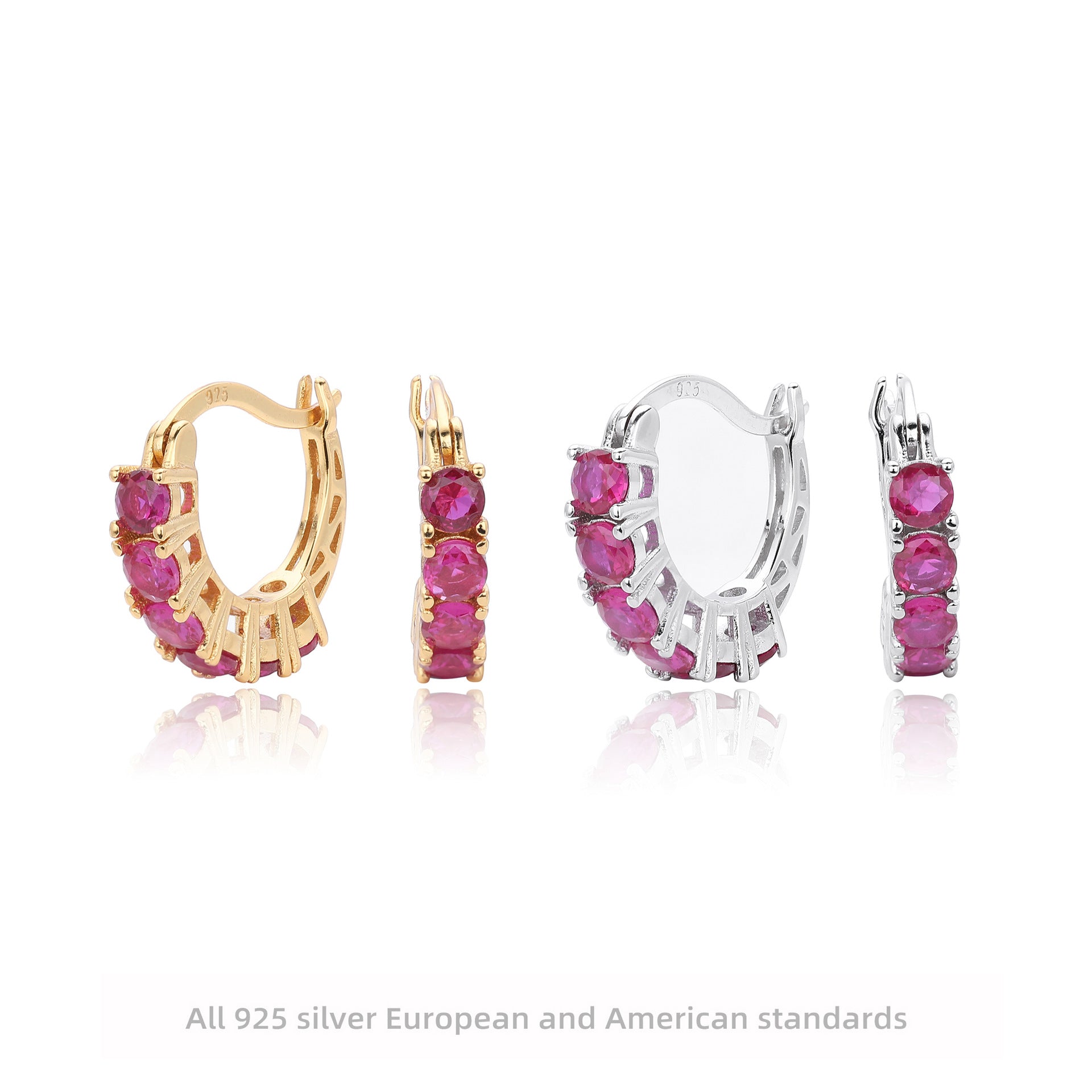 Damen Creolenohrringe mit funkelnden Zirkonsteinen aus hochwertigem 925 Sterling Silber Shop Nory