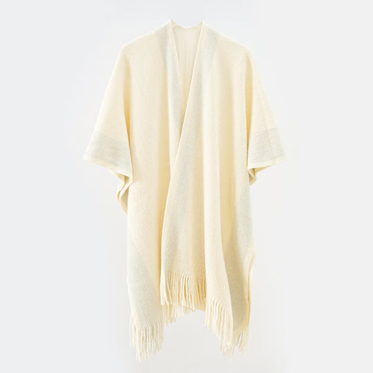 Damen Oversize-Strickcape mit Fransen und kontrastierter Bordüre Shop Nory