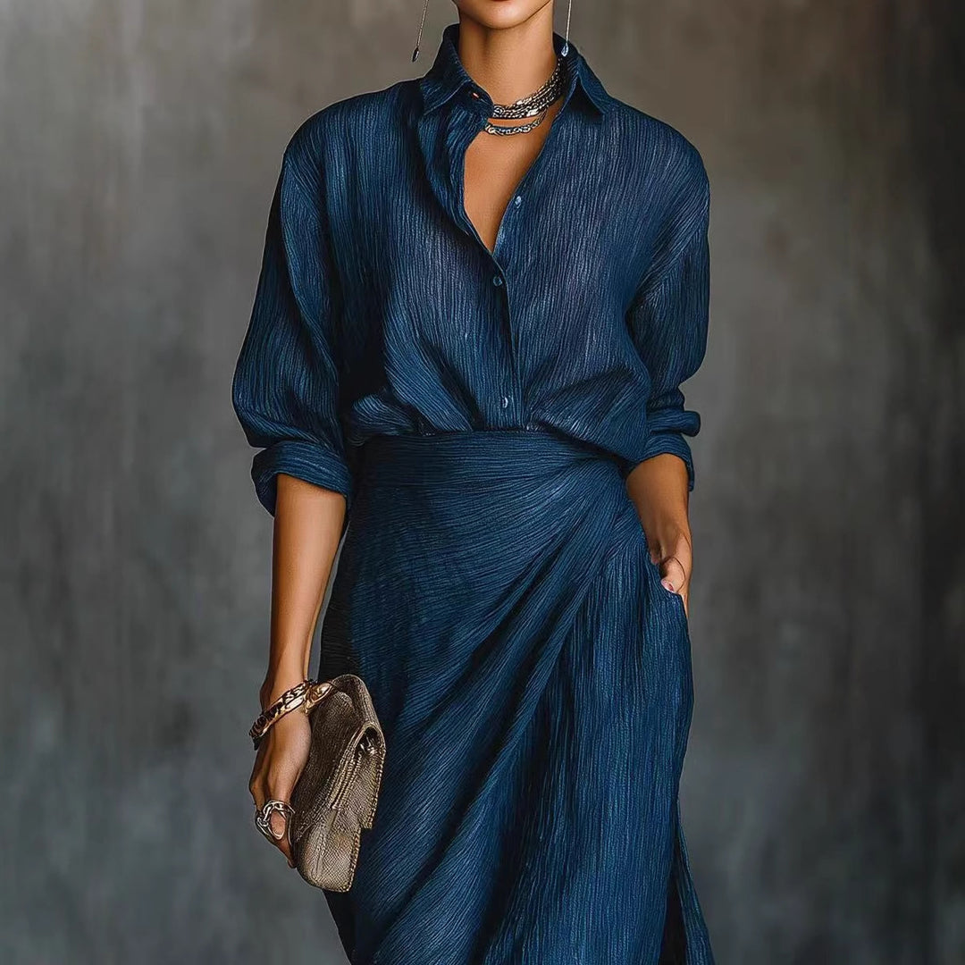 Damen Drapierter Maxi-Rock mit Wickel-Effekt und Crinkle-Textur Shop Nory