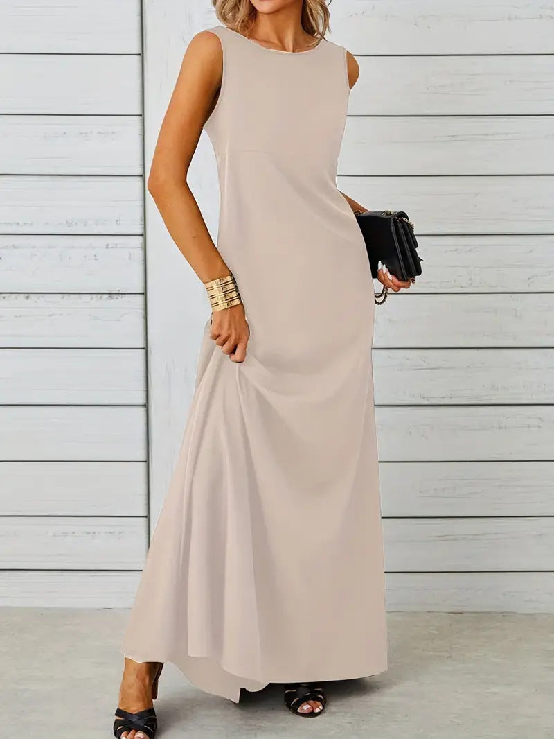 Damen elegantes Maxikleid mit schwingendem Saum und klassischem Schnitt