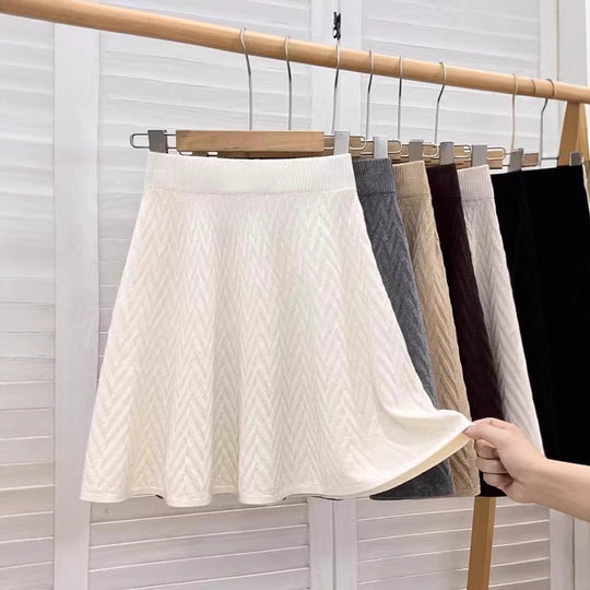 Damen Plissierter Strickrock mit Zopfmuster Shop Nory