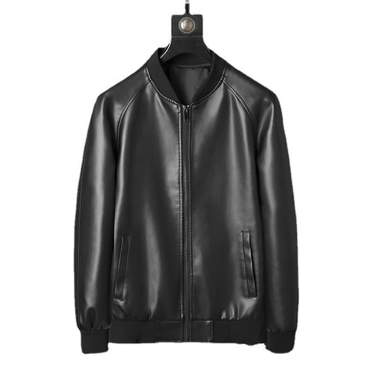 Herren schlanker Kunstleder-Bomber im minimalistischen Aviator‑Look mit geripptem Saum Shop Nory