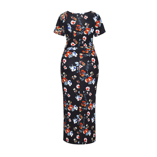 Damen Wickelkleid mit floralen Mustern und innovativem Stilldesign