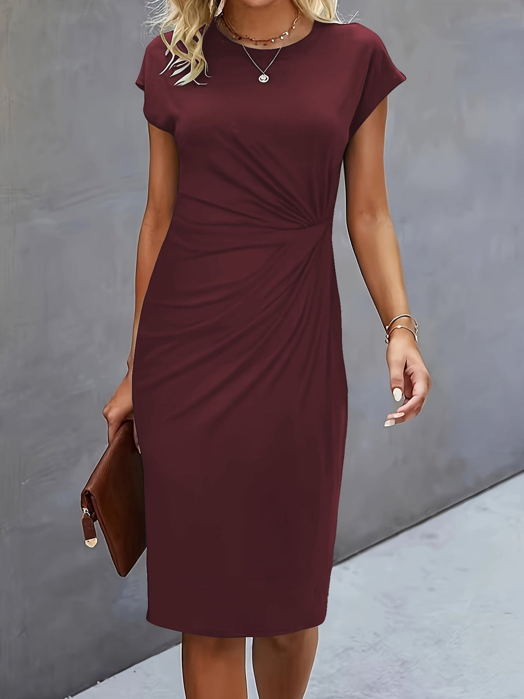 Damen elegantes Wickelkleid mit figurbetontem Design und feinem Jersey-Material Shopnory