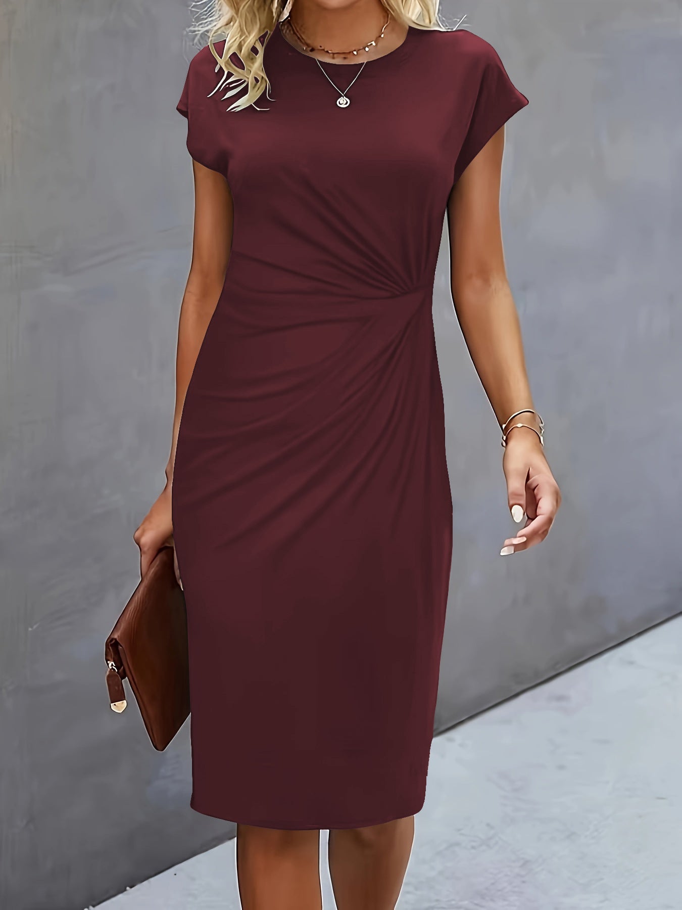 Damen elegantes Wickelkleid mit figurbetontem Design und feinem Jersey-Material Shopnory