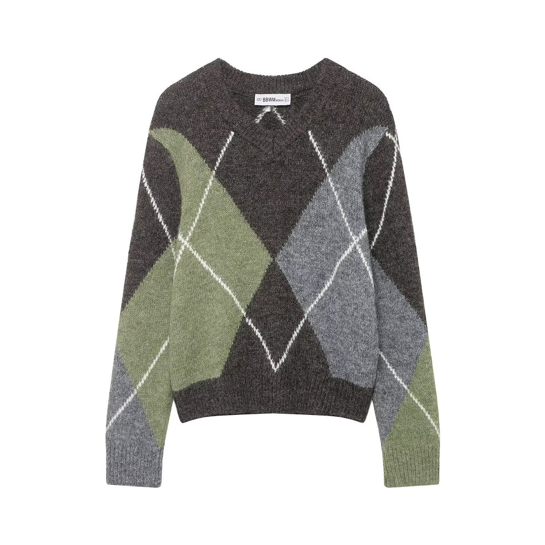 Damen Oversized Rautenstrickpullover mit Mohaireffekt Shop Nory