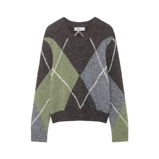 Damen Oversized Rautenstrickpullover mit Mohaireffekt Shop Nory