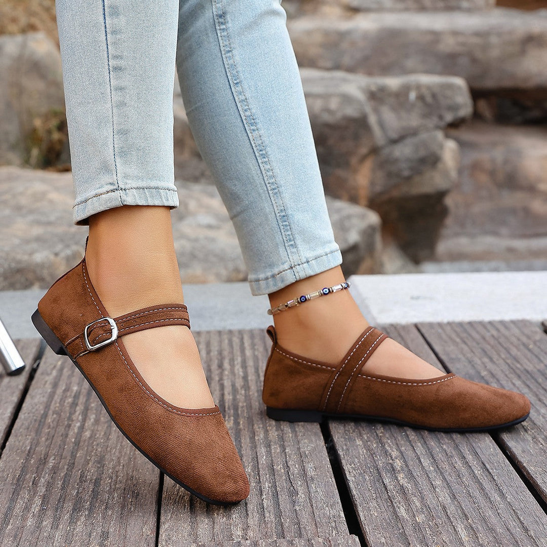Damen Bequeme Ballerinas mit verstellbarem Riemchen